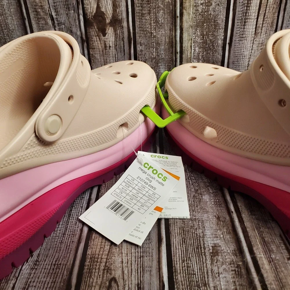 Crocs Mega Crush Matte Platform Clogs 210749-209 Womens 11 Mens 9 Beige Pink - Picture 7 of 12